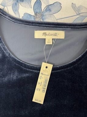 Madewell Velvet Scoop Neck Tank in Navy Blue